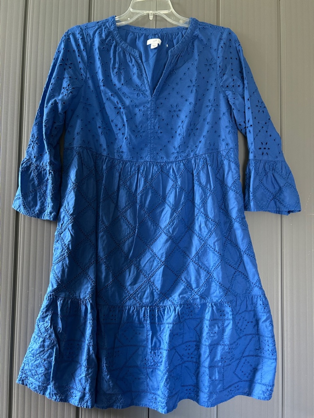 J. Jill Royal Blue Eyelet Tiered Cotton Dress